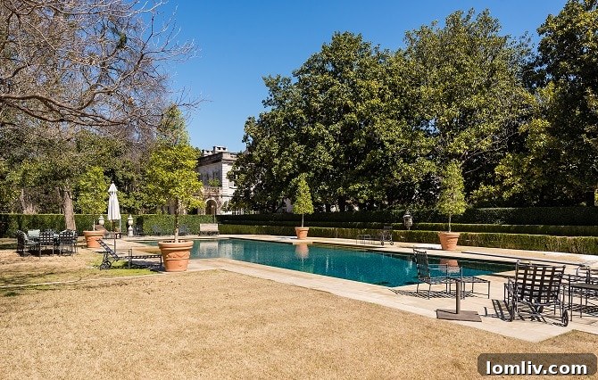 Lush gardens and pathways accentuating the magnificent grounds of the Crespi Estate.