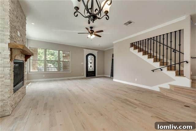 Spacious Living Area with Balcony Access in Rockwall Home