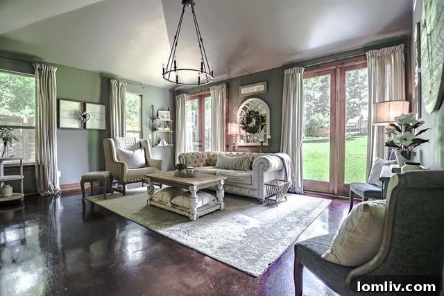 Cozy Living Room with Double-Sided Fireplace in Rockwall Home