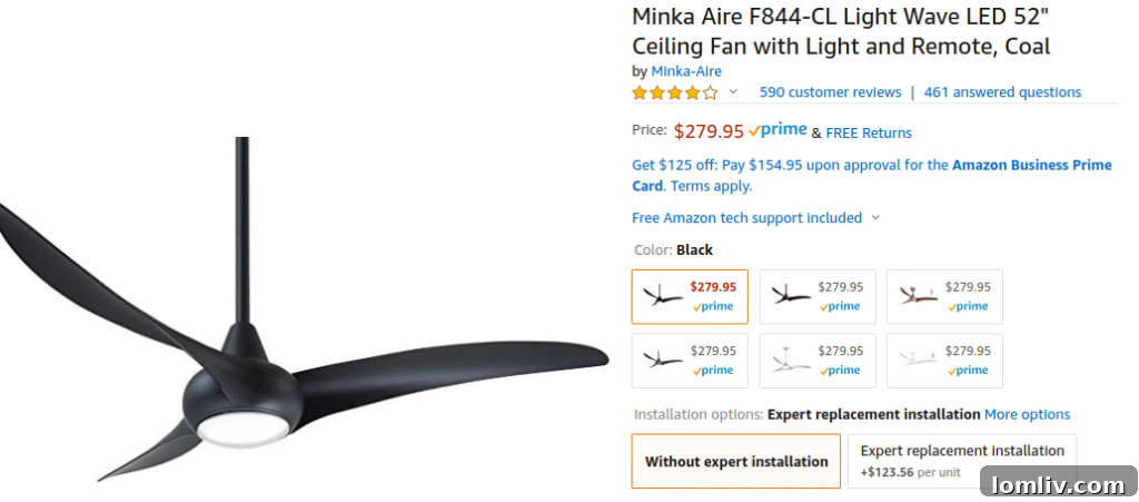 Minka-Aire F844-DK Ceiling Fan on Amazon