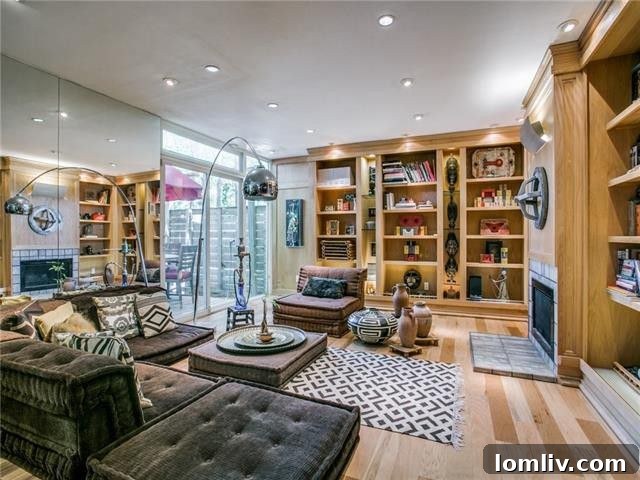 Dual Delights: Bud Oglesby's Twin Townhomes 11 Floating Staircase and Wood Paneling in a Bud Oglesby Group Design