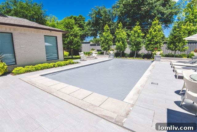 Detail of a hidden automated pool cover