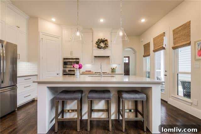 Spacious kitchen with large island, perfect for cooking and entertaining