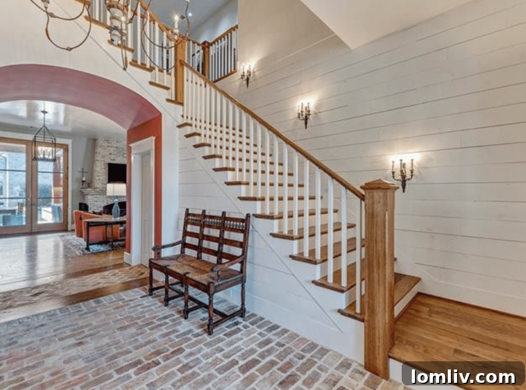 Custom Wood Paneling and Antique Brick Floors
