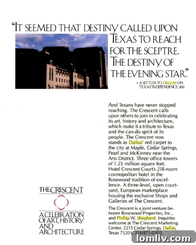 Advertisement for The Crescent in Texas Monthly, 1986