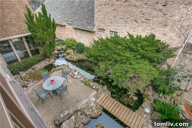 Serene Backyard Oasis with Private Koi Pond and Patio