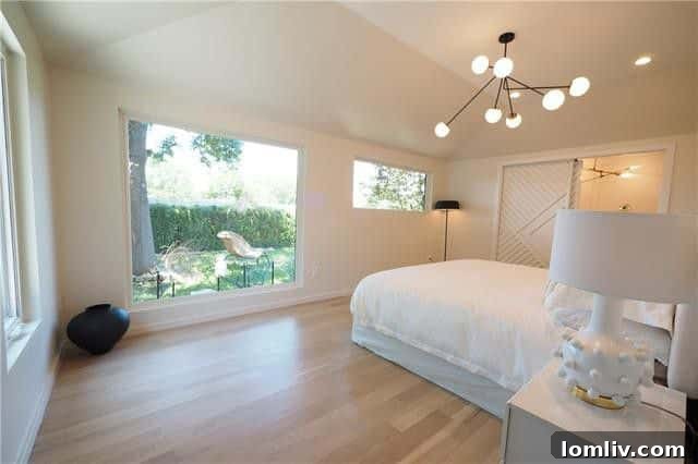 Stylish living area or den with modern fireplace and ample natural light