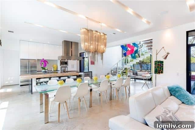 Another view of the sophisticated modern kitchen in 5771 Berkshire Lane, featuring unique design elements.