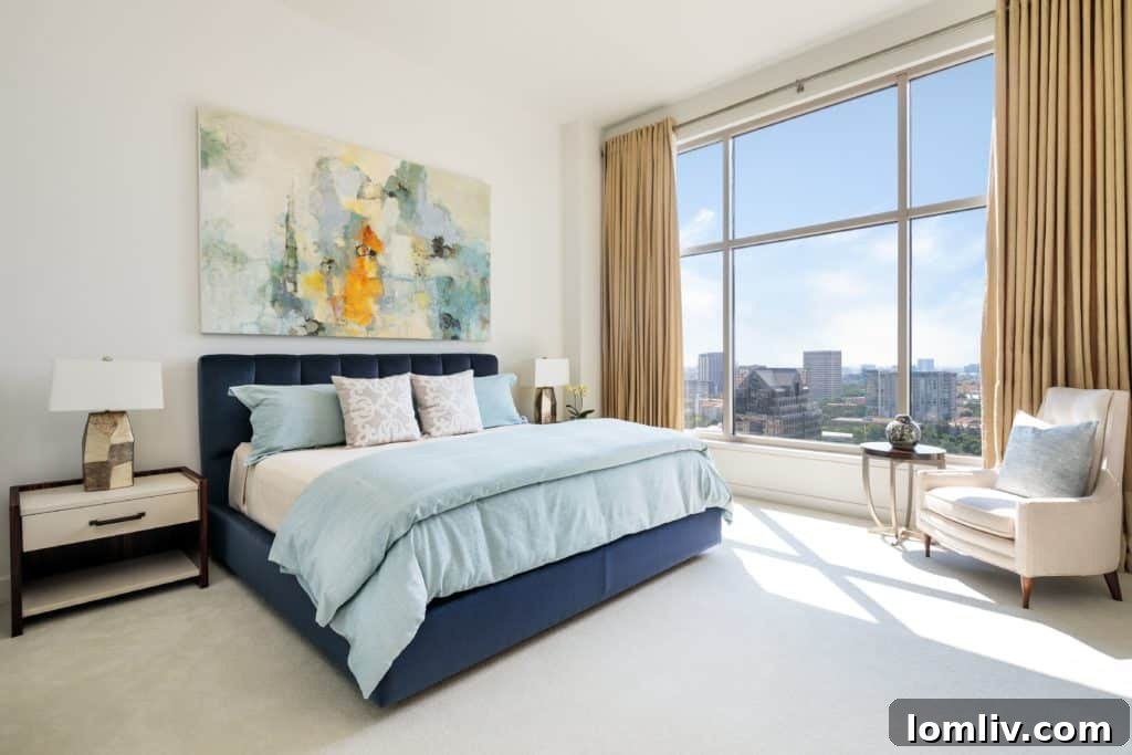 A glimpse of the master suite's loft office, Kathryn Hall's dedicated workspace.