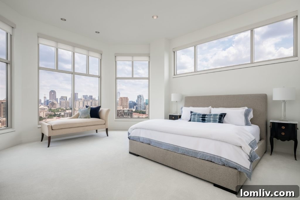 One of the elegant guest bedrooms, offering comfort and style.