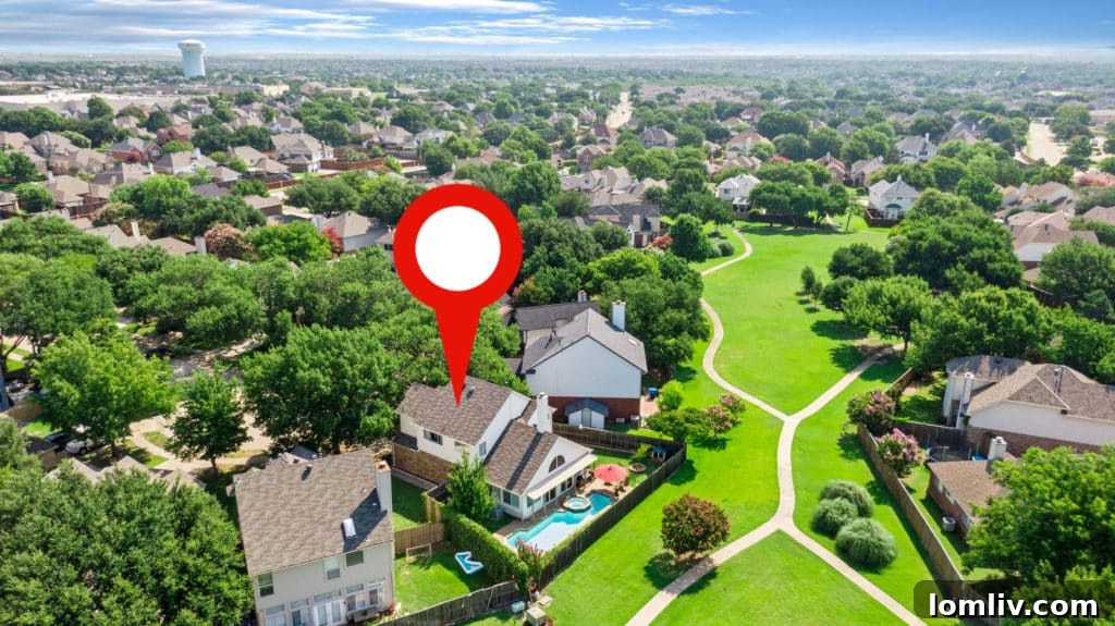 Overhead View of 3821 Branch Hollow Circle Property and Adjacent Park