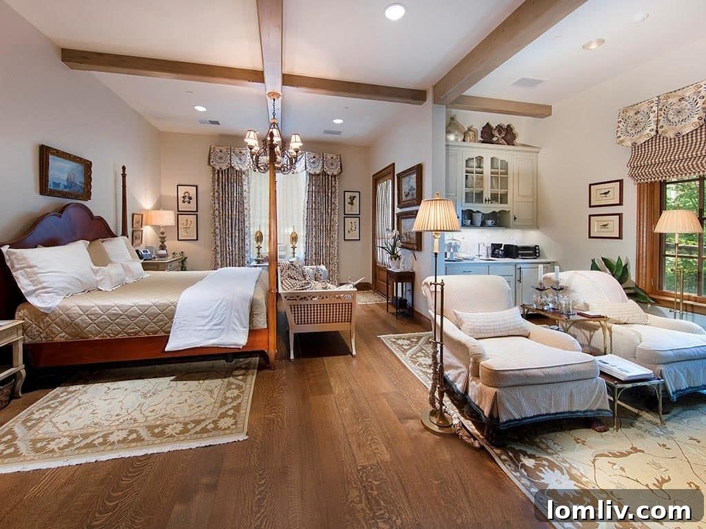 Exterior view of the luxury property and landscaped gardens