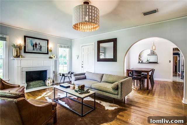 Interior of Dallas Tudor Home Featuring Original Hardwoods and Custom Lighting