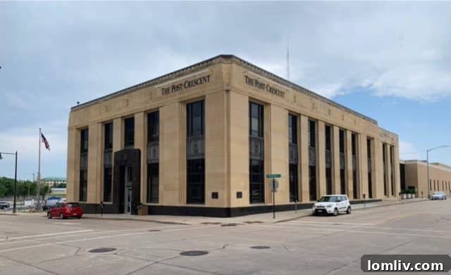 The historic Post-Crescent building in Appleton, Wisconsin, undergoing a thoughtful conversion into the future Crescent Lofts, providing affordable housing.