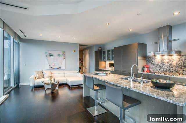 Luxurious master bathroom with spa features and city views