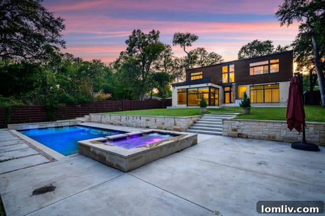 Luxurious Backyard with Heated Pool, Spa, and Creek View