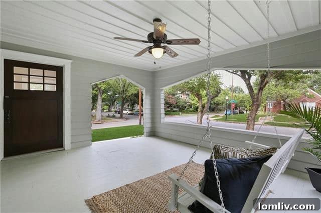 Bright and airy living room in historic Dallas restoration