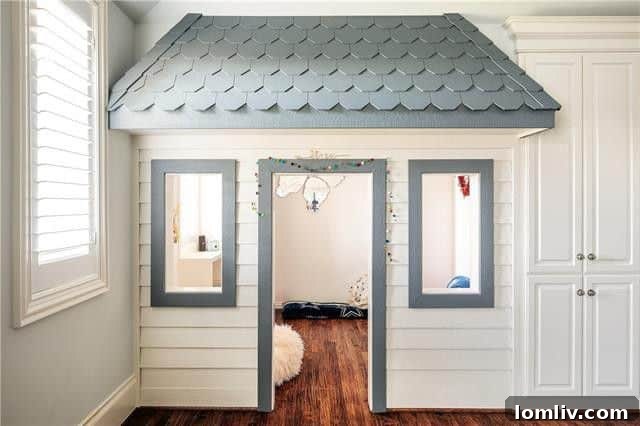 Children's Bedroom with Custom Built-in Miniature House Play Area