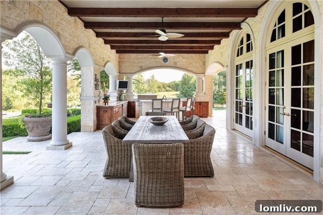 Expansive Covered Loggia with Full Summer Kitchen for Outdoor Entertaining