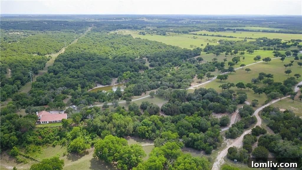 Birdseye view of Running Horse Ranch with Brazos River