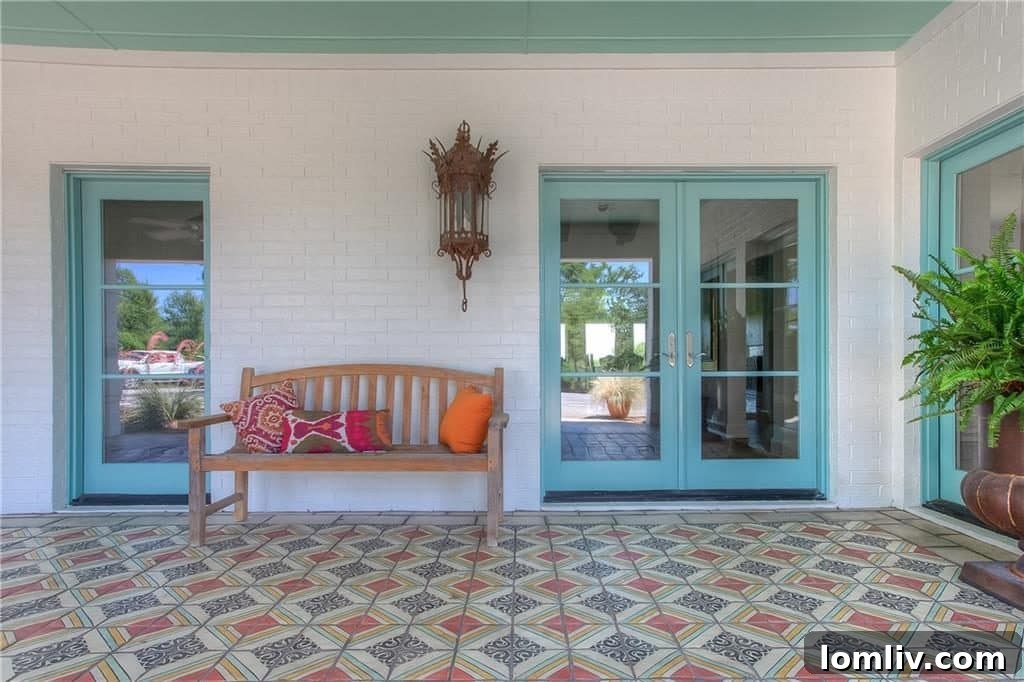 Colorful reclaimed tiles and rustic finishes in the ranch home