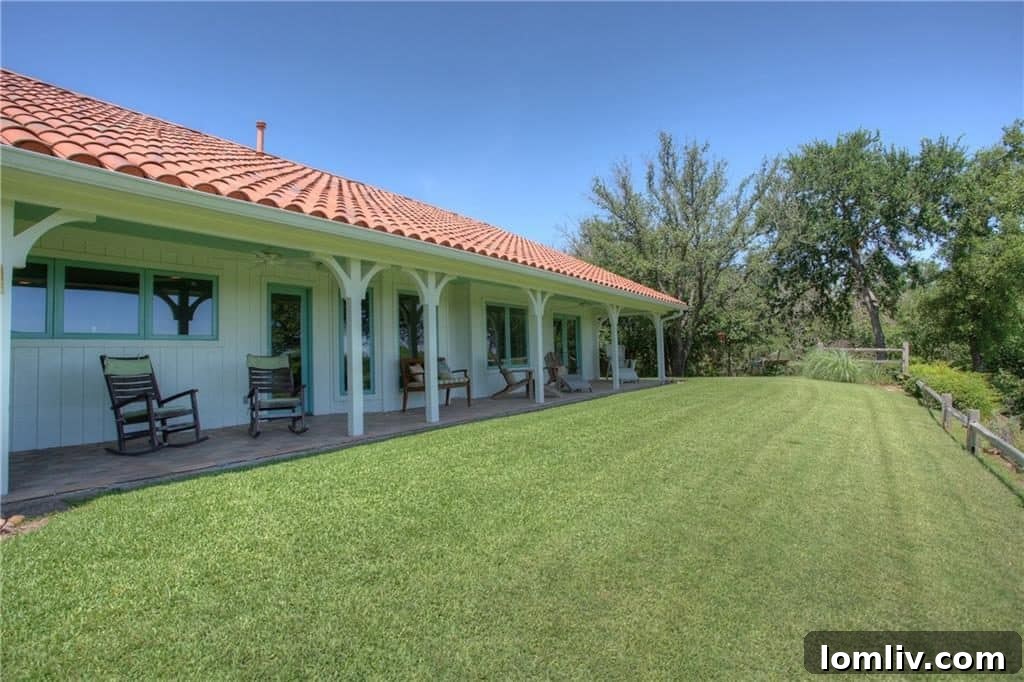 Spacious rocking chair patio at Running Horse Ranch