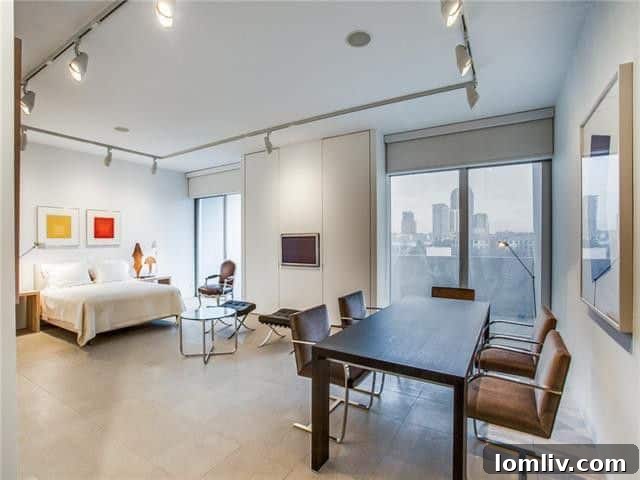 Gold Crest Studio: Your Architectural Sanctuary 3 Interior view of the elegantly renovated studio living space at Gold Crest