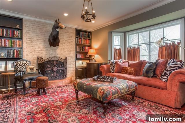 Renovated Den with Teal Cabinets