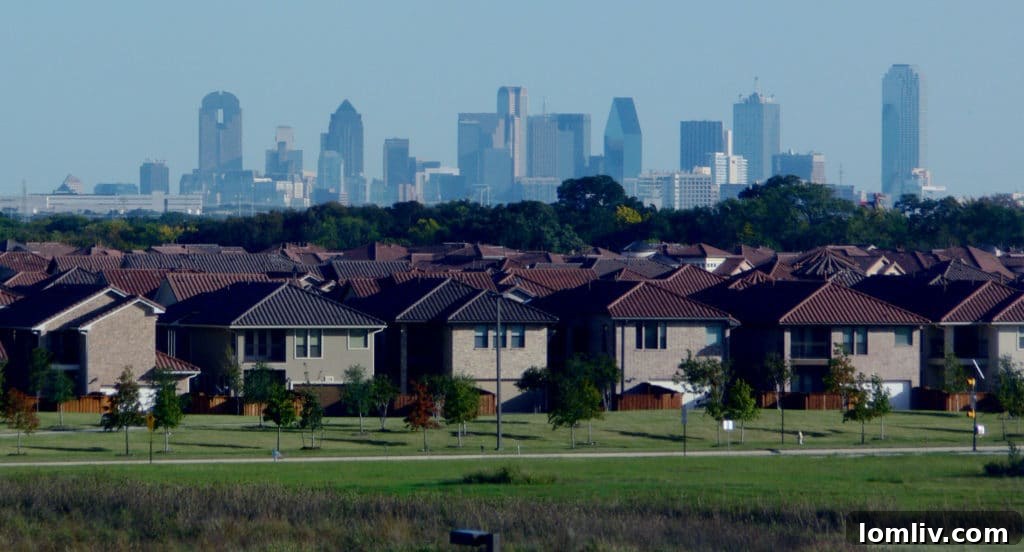 Suburban Resurgence 2 Dallas skyline with suburban areas in focus, symbolizing the shift from urban to suburban living