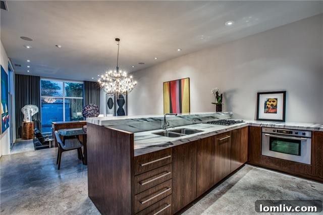 2843 Lee Street Kitchen - Marble and Wood Cabinetry