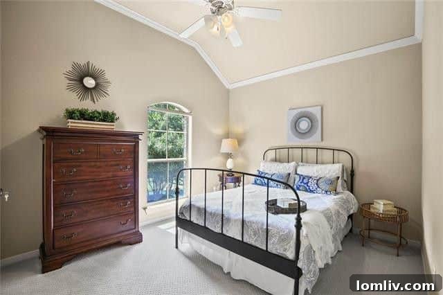 Luxurious master bedroom in transitional Dallas home