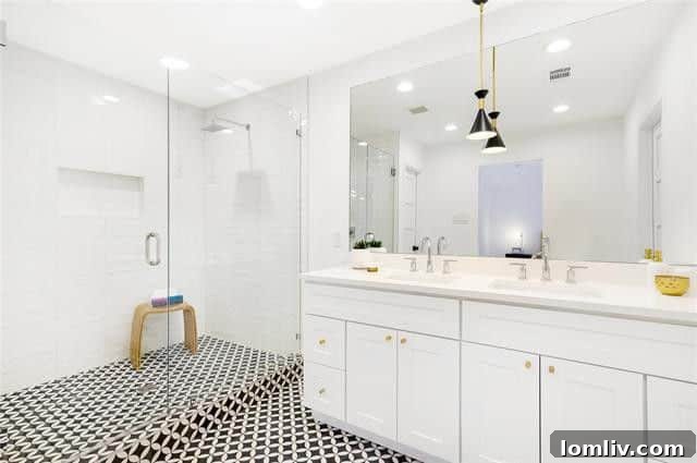 Luxurious Master Bathroom with Geometric Tile Shower