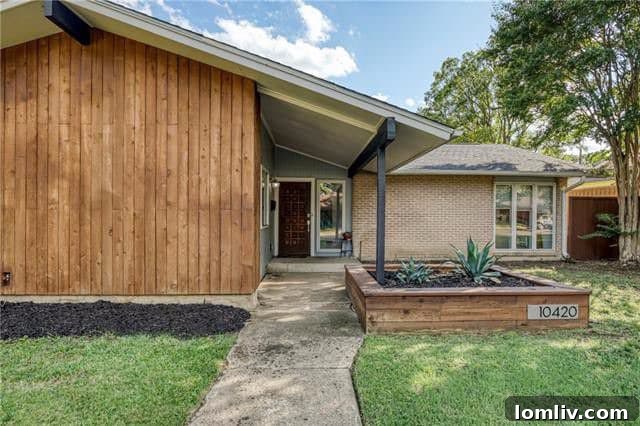 Unique Wood-Accented Front Entry of a Lake Highlands Modern Home