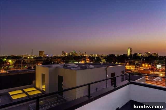 Fourth-Floor Living Area with Wet Bar and Downtown Dallas Views