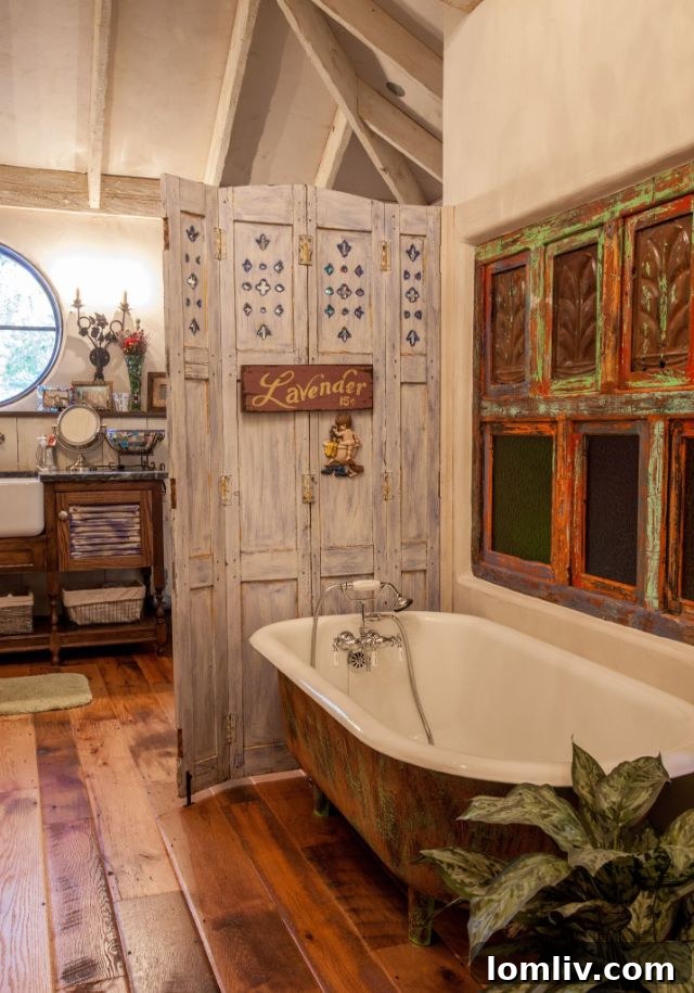 Elegant interior detail of the Caruth farmhouse, highlighting repurposed barn wood floors and custom ceiling treatments, blending rustic charm with refined taste.
