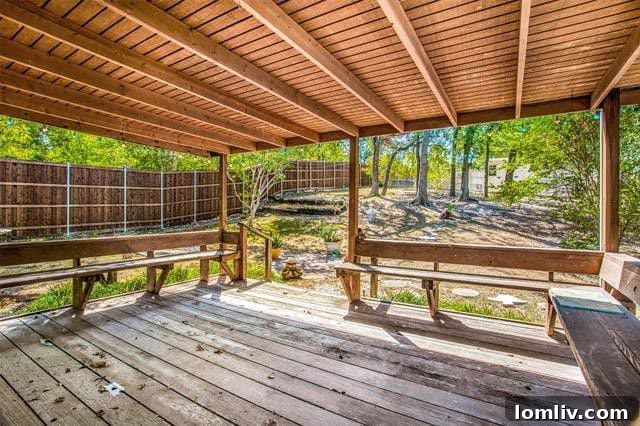 Covered Deck and Backyard View at 961 Peavy Road