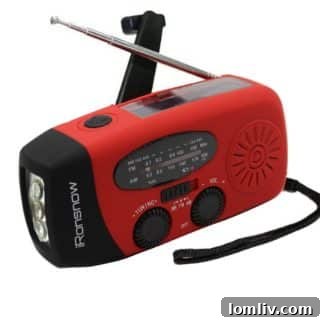 Storm Survival Essentials 6 Crank self-powered radio with cell phone charger for emergency communication