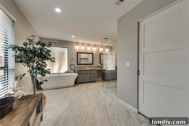 Spacious living area with fireplace and track lighting