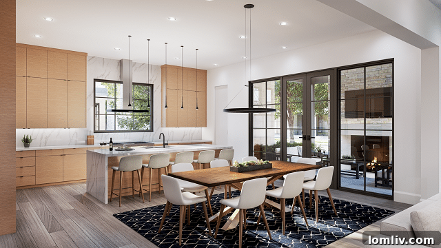 Elegant living room interior with high ceilings