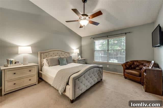 Comfortable Bedroom with Natural Light and Neutral Decor in McKinney Home