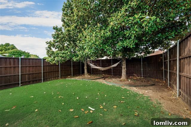 Spacious Backyard with Patio Area and Well-Kept Lawn of Single-Story McKinney Home