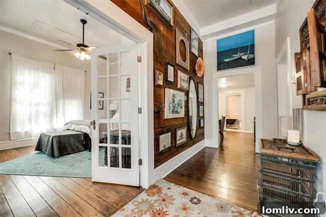 Interior View of Historic Home with Original Pine Floors and Period Details