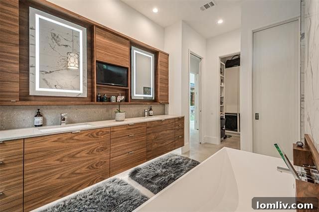 Marc Marion's Midcentury Masterpiece: A Green-Certified Builder's Home 8 Freestanding Bathtub Walnut Cabinetry