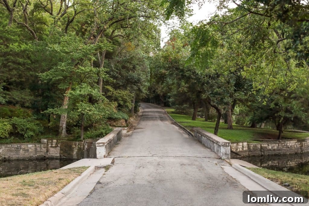 Private drive leading to a luxury Turtle Creek estate