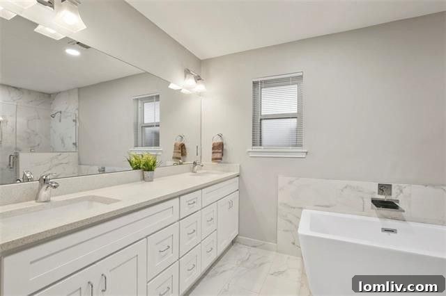 Stylish master bathroom with modern fixtures in a Richardson home