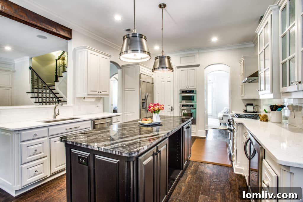 Expansive kitchen counter space at 6654 Gascony Place, showcasing ample room for holiday meal preparation and entertaining.