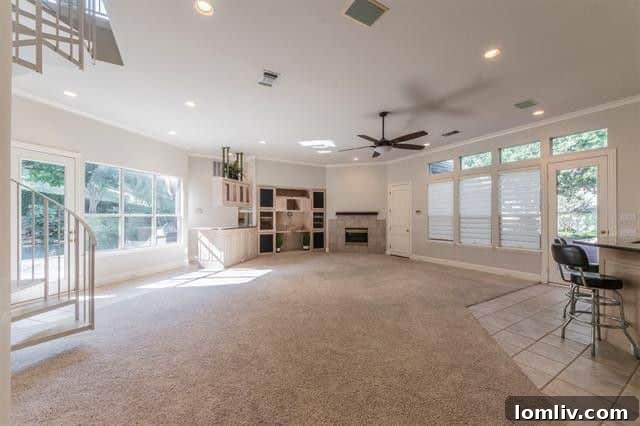 Elegant Living Room with Fireplace in Fort Worth Luxury Rental