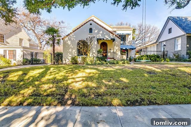 Stunning Mediterranean style villa entrance in Berkley Place, Fort Worth