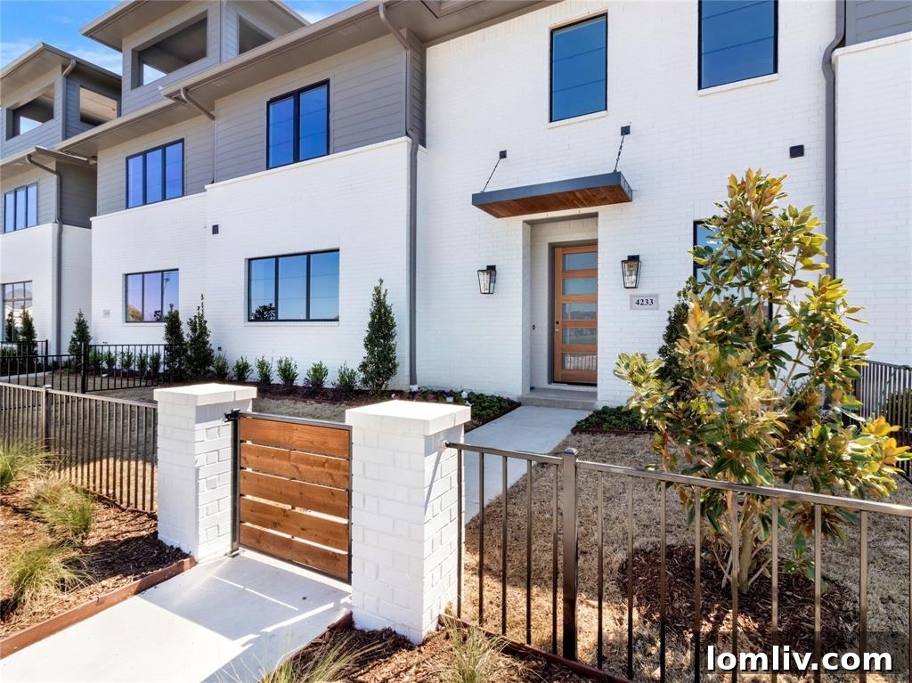 Stunning exterior of a new townhouse in Fort Worth's Waterside Addition