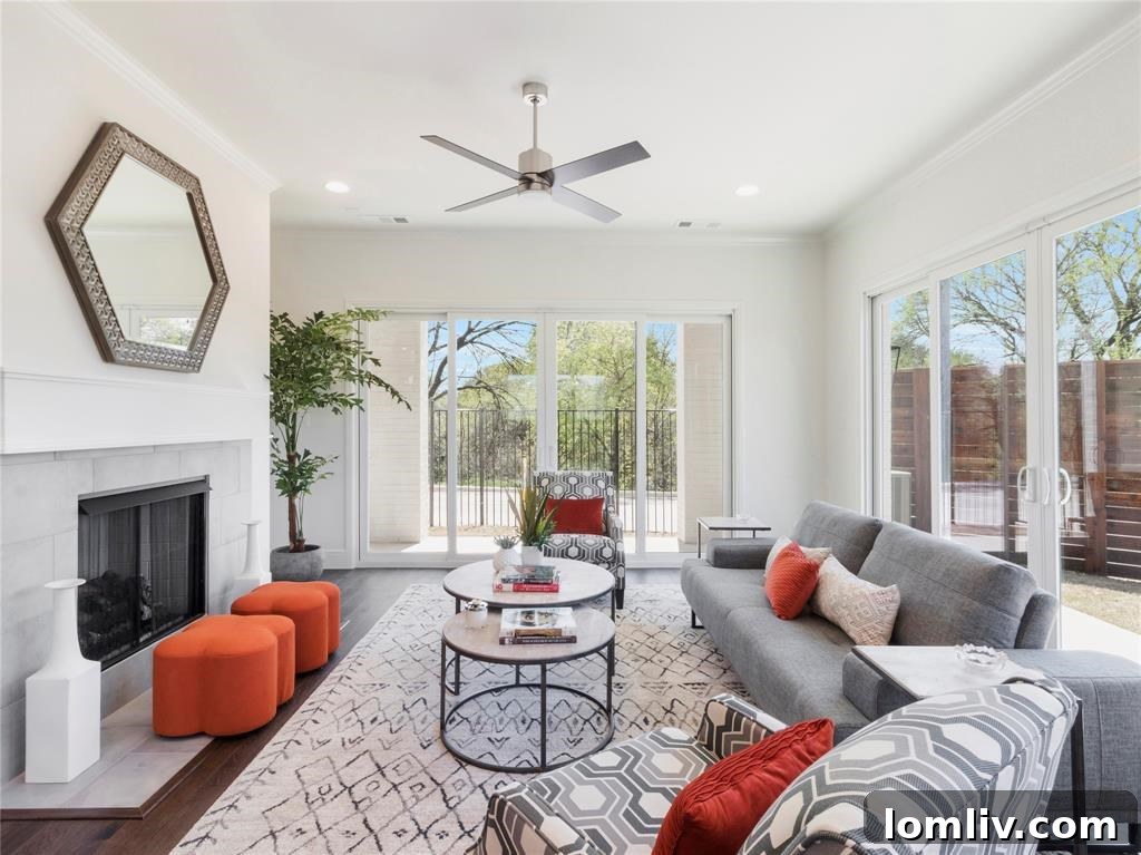 Stylish living room fireplace creating a cozy ambiance